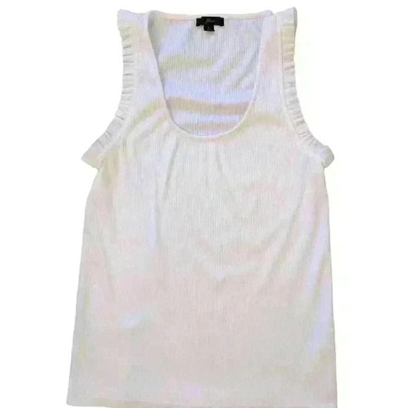 J Crew ribbed Ruffle Tank Top Fitted Stretch Feminine Style L9582 size Large - Picture 1 of 11